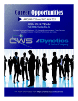 A flyer for AMCOM to advertise Career Opportunities