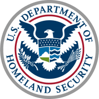 Seal of the U.S. Department Of Homeland Security with a large bird in the middle of the seal