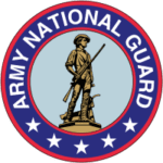 Army National Guard seal with a man holding a rifle in the middle