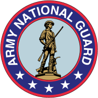 Army National Guard seal with a man holding a rifle in the middle